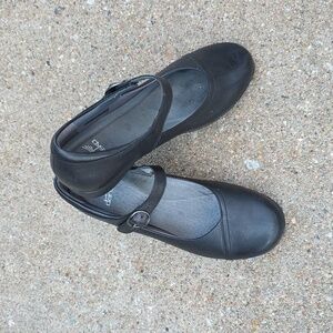 Dansko Black Fawna Leather Mary Jane Shoes